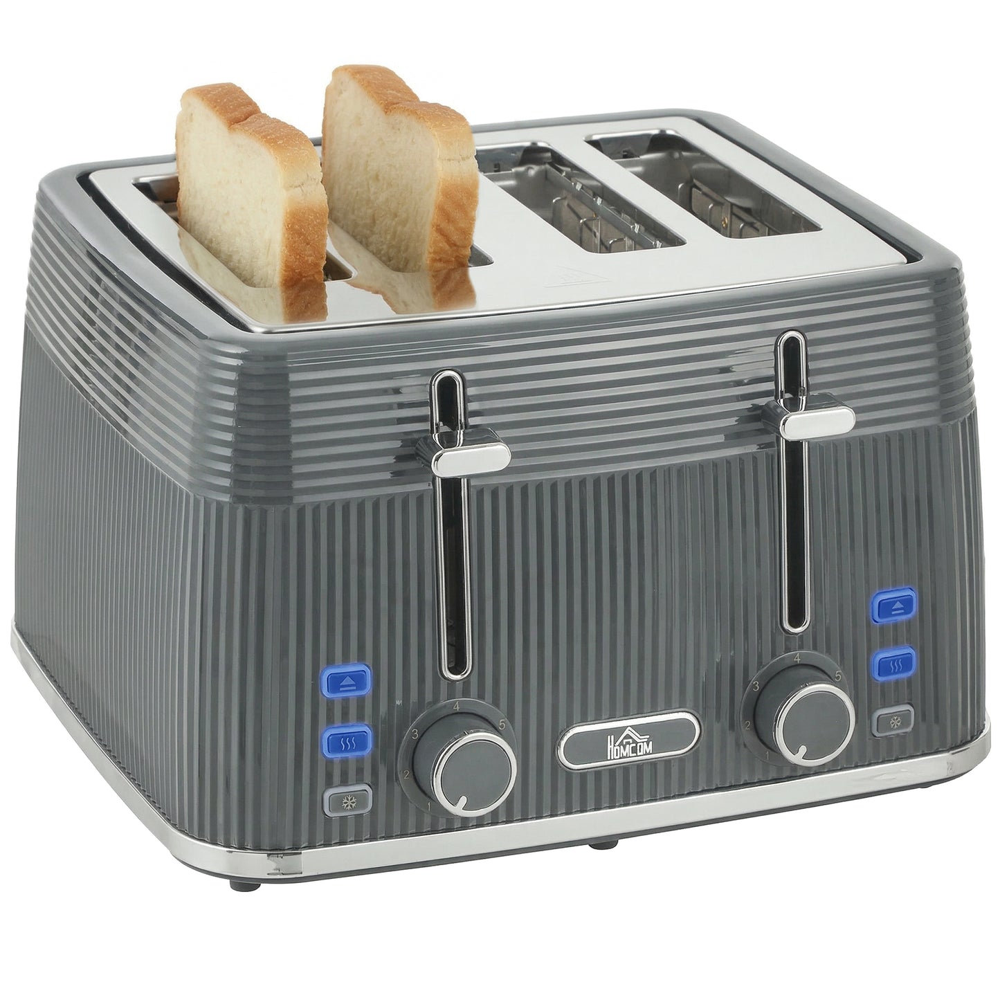 HOMCOM 4 Slice Toaster with 7 Browning Levels, Bread Toaster with Removable Crumb Tray, Grey