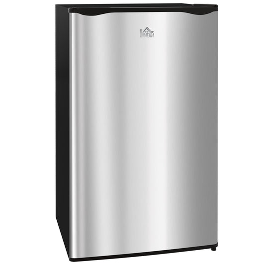 HOMCOM Under Counter Fridge, 91L Small Fridge with Chiller Box, Removable Shelf, Reversible Door, Adjustable Legs, Mini Refrigerator,  Silver Tone