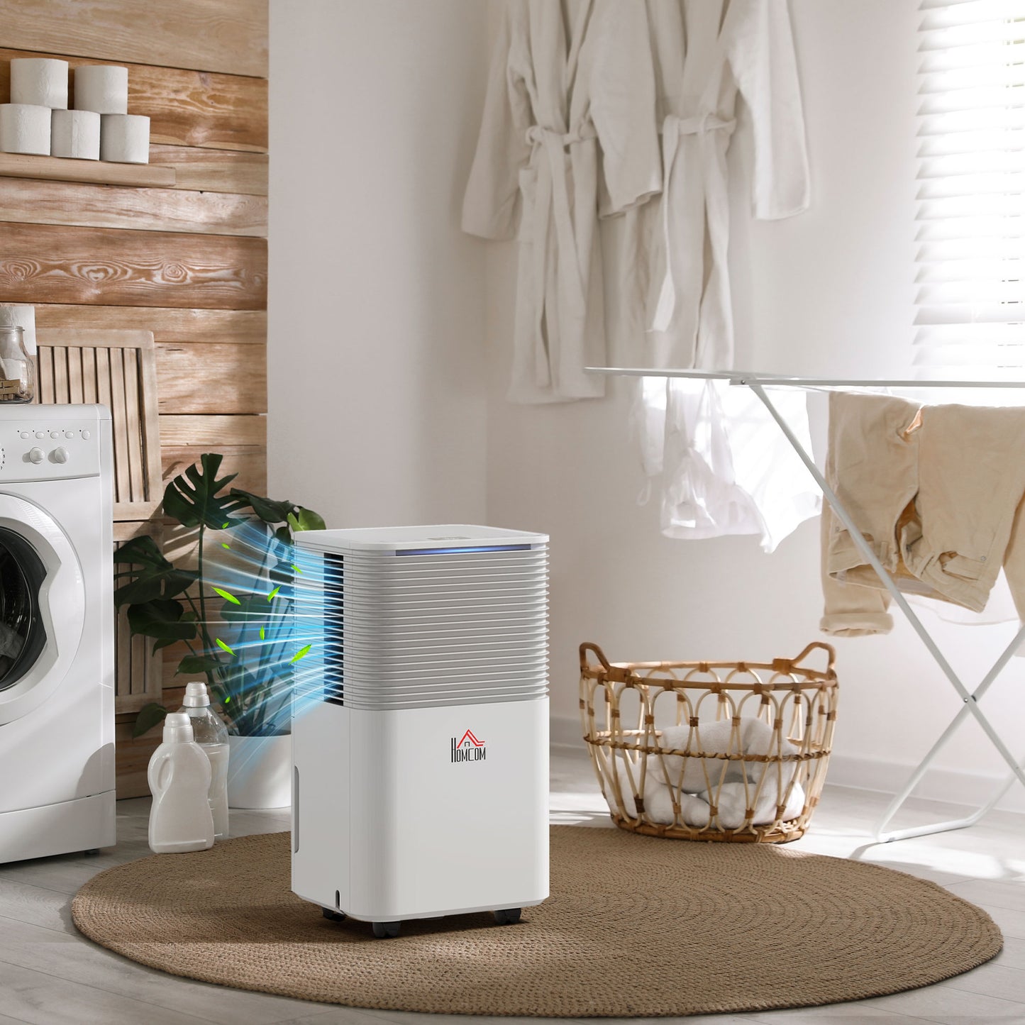 HOMCOM 12L/Day Dehumidifier with 2L Water Tank, Laundry Drying, Automatic Humidity Sensor, Electric Portable Dehumidifier with 24H Timer, 3 Modes for Home Damp, Mould and Condensation