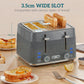 HOMCOM 4 Slice Toaster with 7 Browning Levels, Bread Toaster with Removable Crumb Tray, Grey