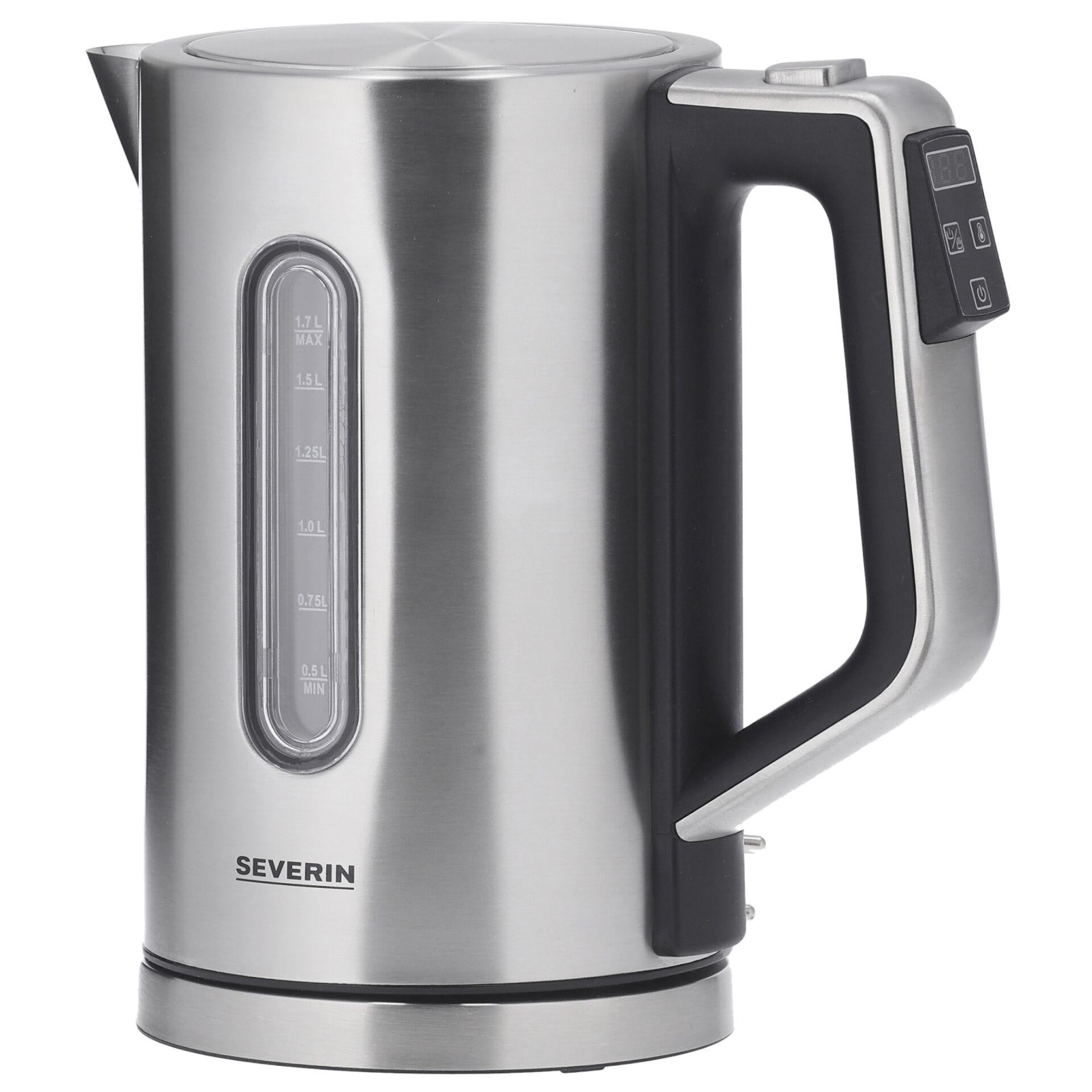 Severin 3418000 electric kettle 1.7 L 3000 W Black, Stainless steel -