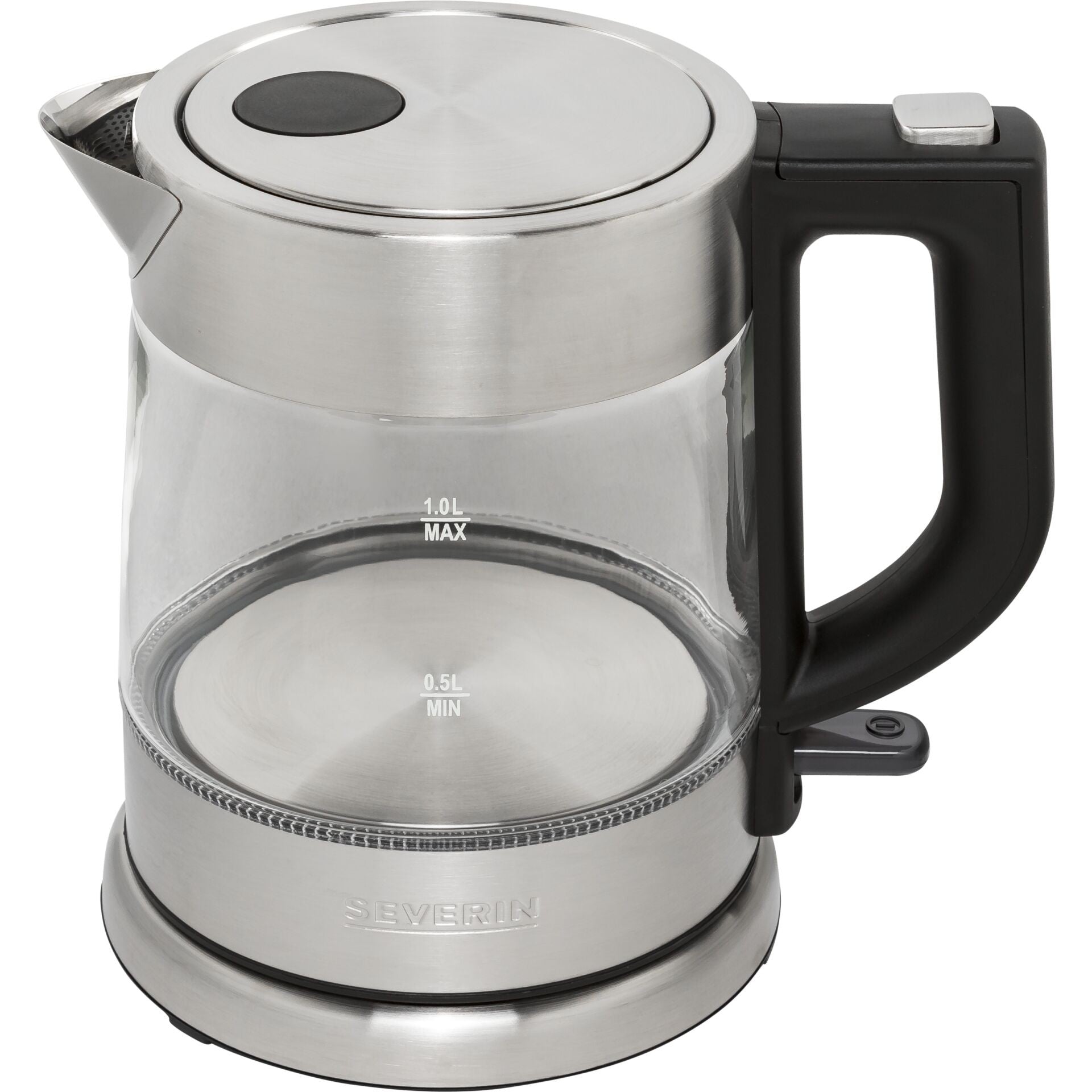 Severin WK 3468 electric kettle 1 L 2200 W Black, Stainless steel,