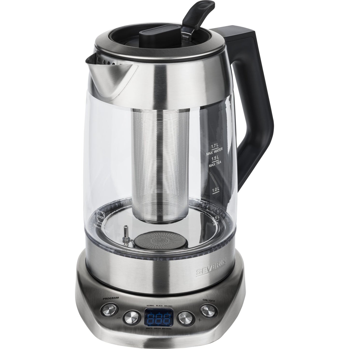 Severin WK 3479 electric kettle 1.7 L 3000 W Black, Stainless steel -