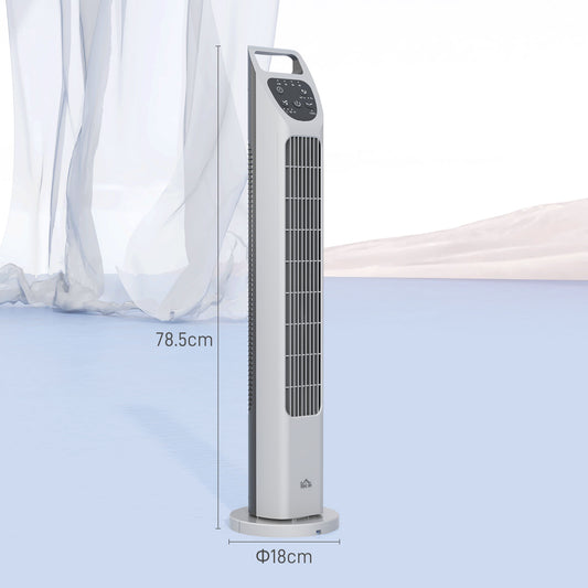 HOMCOM 31" Oscillating Tower Fan with Remote Control, 4H Timer, 3 Speed 3 Modes, Quiet Electric Floor Standing Fan for Home Bedroom Office, Silver