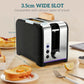 HOMCOM Simple Polished Toaster and Kettle Set - Black