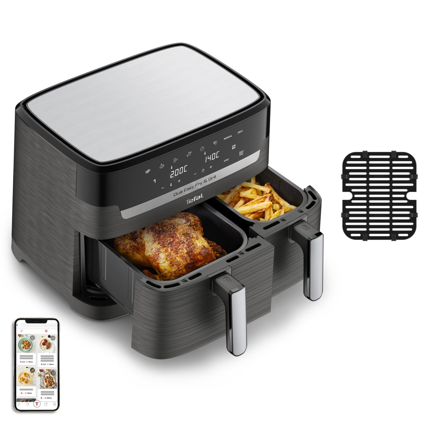 Tefal Dual Easy Fry & Grill EY905B Double 8.3 L Stand-alone 2700 W