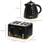 HOMCOM Kettle and Toaster Sets, 3000W 1.7L Rapid Boil Kettle & 4 Slice Toaster with 7 Browning Controls, Defrost, Reheat and Crumb Tray, UK Otter thermostat, Black