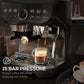 HOMCOM 15 Bar Coffee Machine with Adjustable Grind, Steamer and Accessories, Good Housekeeping Institute Approved, Black