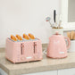 HOMCOM Kettle and Toaster Set, 1.7L 3000W Fast Boil Jug Kettle, 4 Slice Toaster with 7 Level Browning Controls, Light Pink