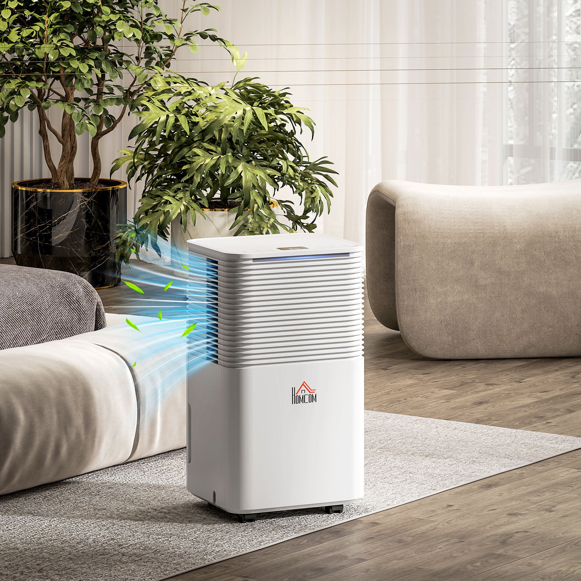 HOMCOM 10L/Day Dehumidifier with 2L Water Tank, Laundry Drying, Automatic Humidity Sensor, Electric Portable Dehumidifier with 24H Timer, 3 Modes for Home Damp, Mould and Condensation