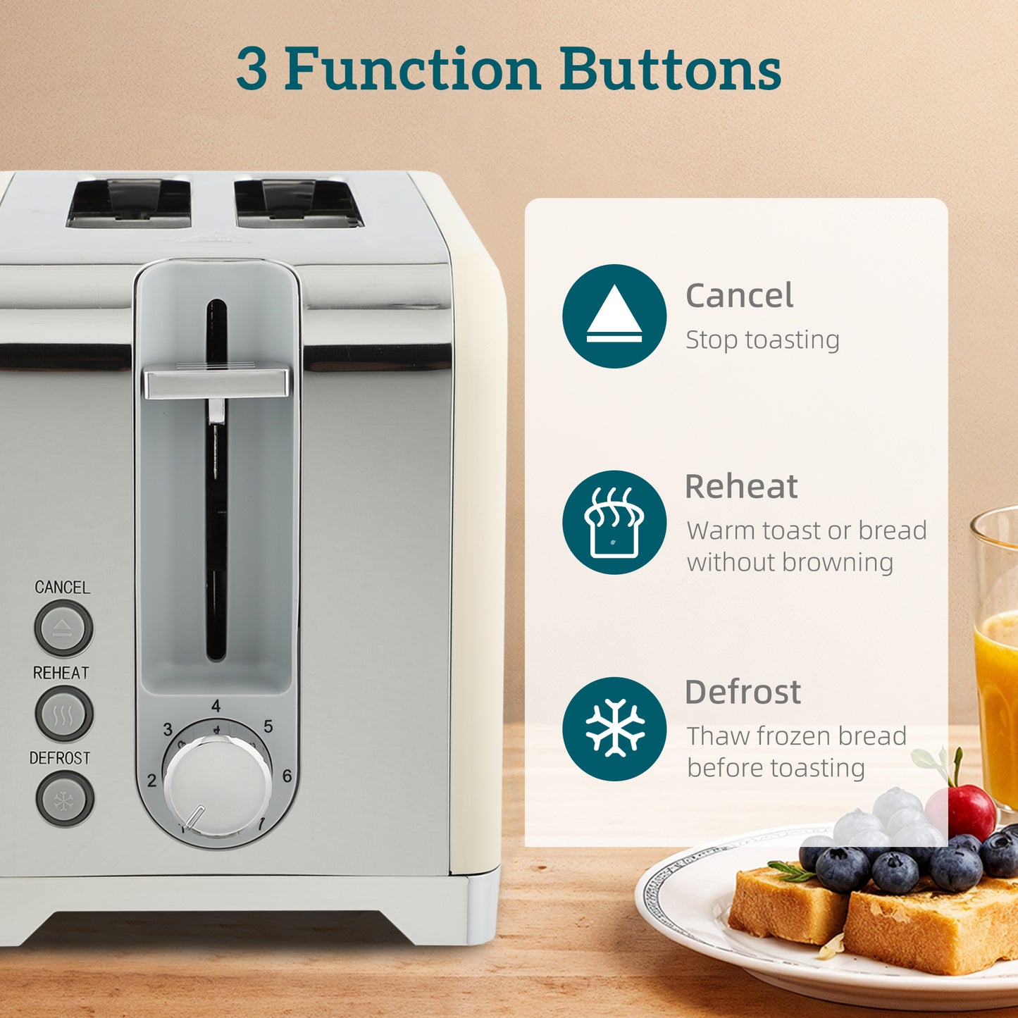 HOMCOM Retro Toaster and Kettle Set - Cream