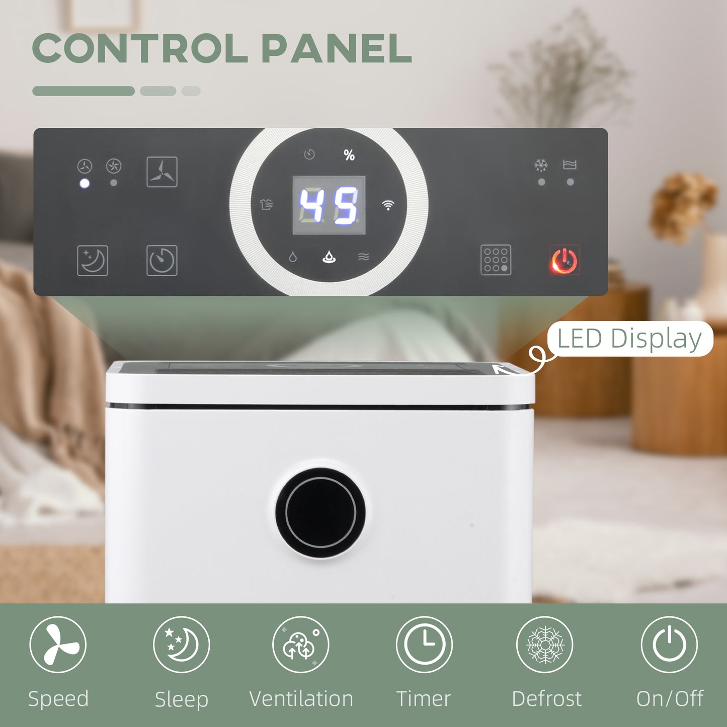 HOMCOM 10L/Day Dehumidifier with WiFi Smart App Control, 2.5L Water Tank, Digital Display, Sleep Mode, 24H Timer, Laundry Clothes Drying, for Home and Large Room Basement